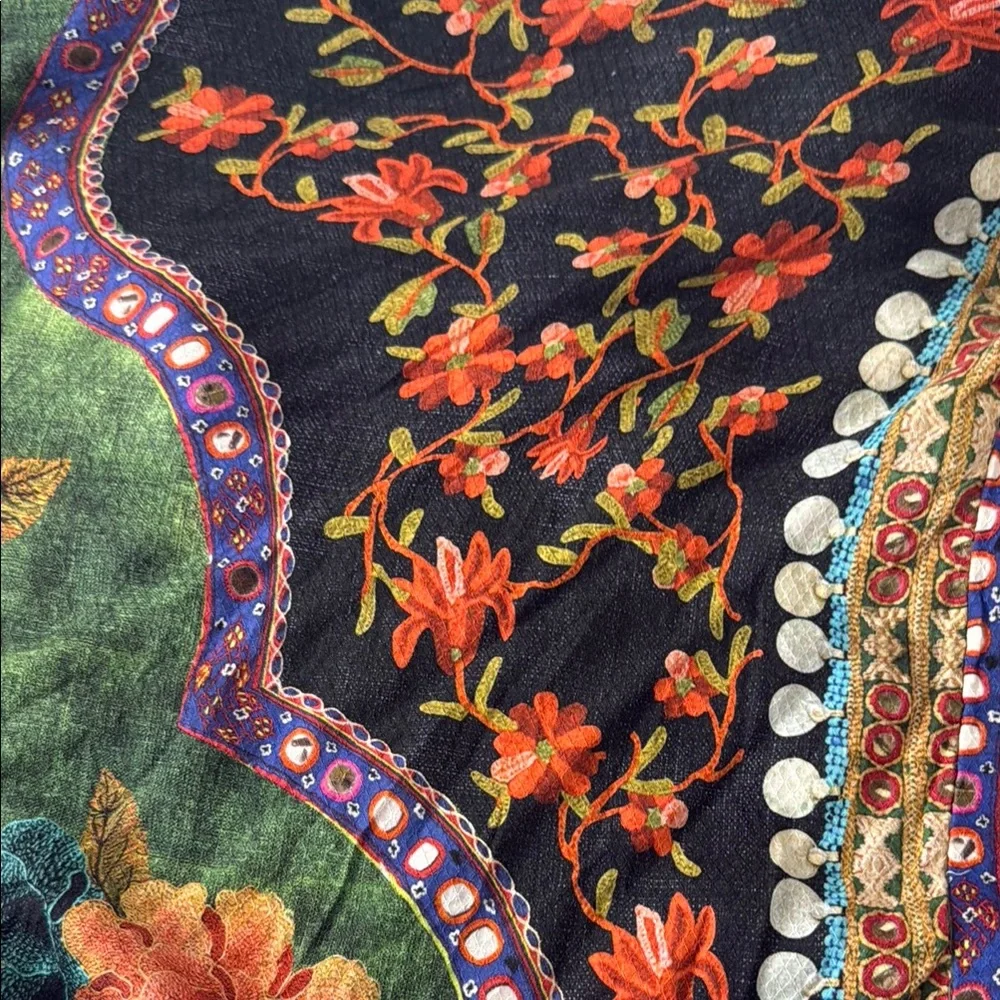 FARM Rio Red and Blue Bell Sleeve Sundress - Picture 9 of 10